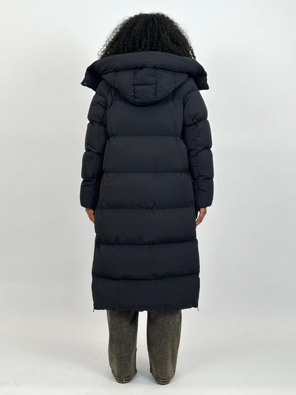 LONG ZIPPER PUFFER COAT BLACK 7580 PRE ORDER